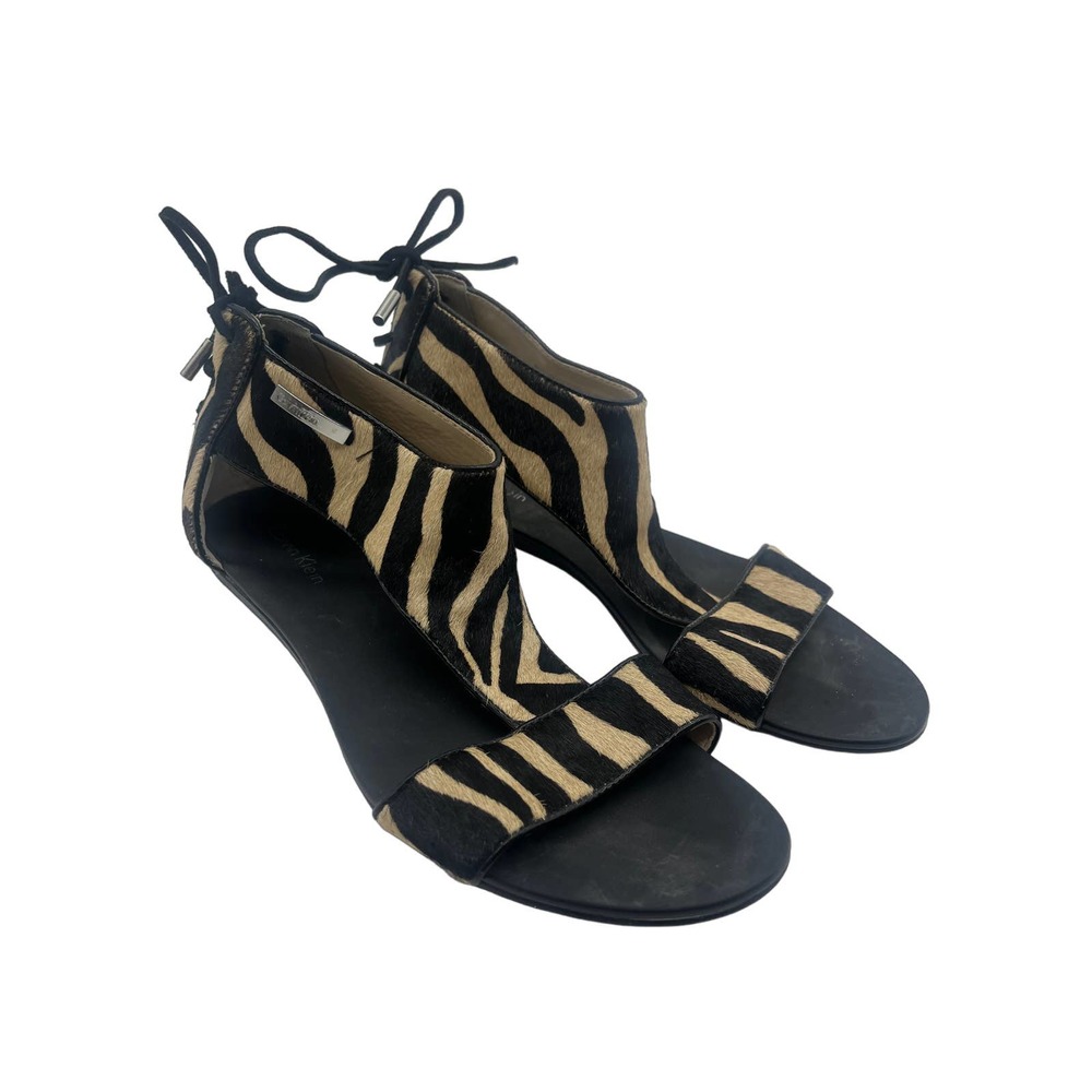 Calvin Klein Searra Faux Animal Fur Sandals